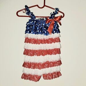 Royal Gem  American Flag Baby Romper